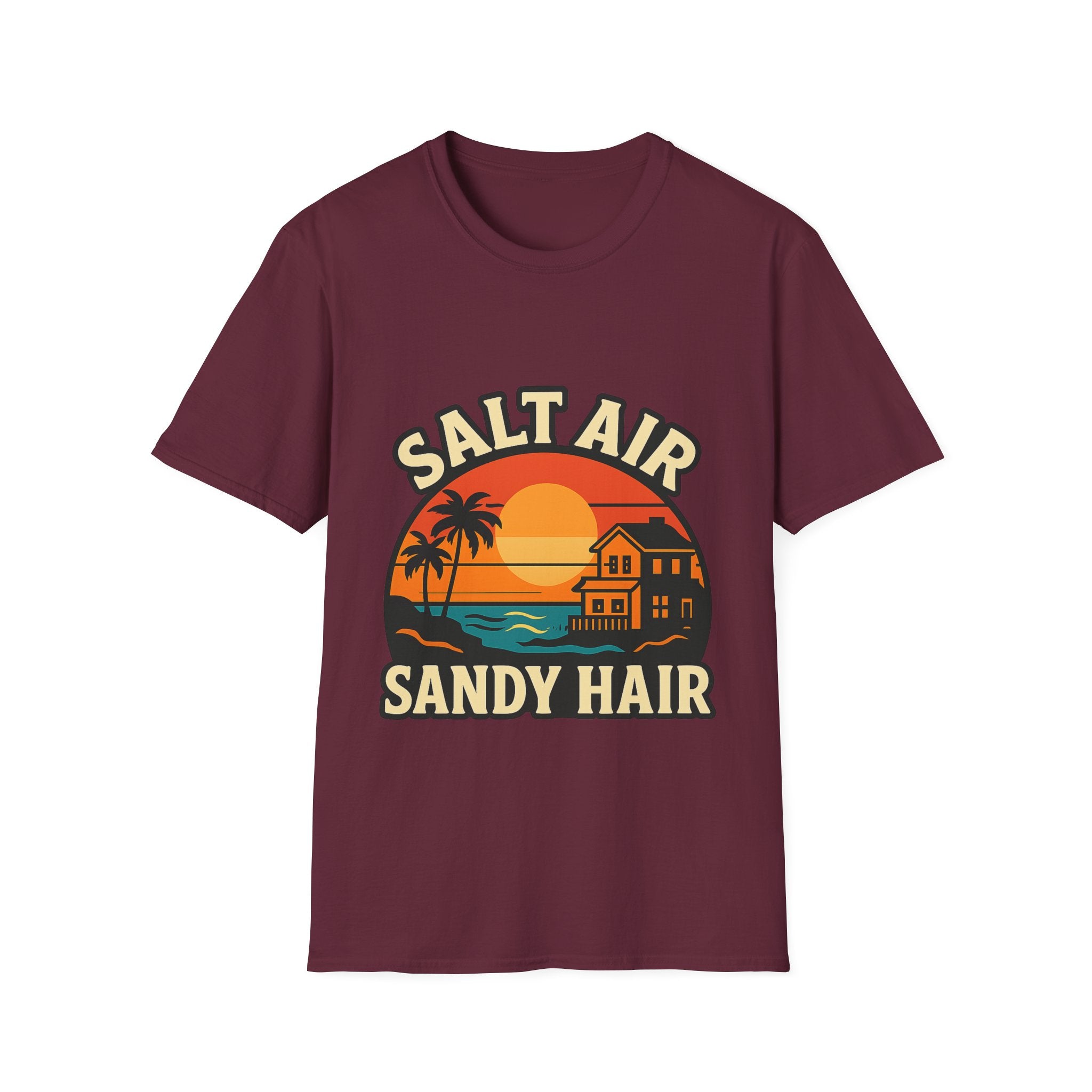 Beach Town Sunset Shirt, Coastal Living Tee, Salt Air Sandy Hair Beach Vacation Shirt, Ocean Vibes T-Shirt, Summer Travel Gift