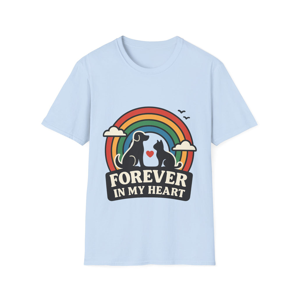 Rainbow Bridge Pet Memorial Shirt, Dog Cat Loss Gift, Forever in My Heart, Pet Remembrance Tee, Sympathy Gift for Pet Owner