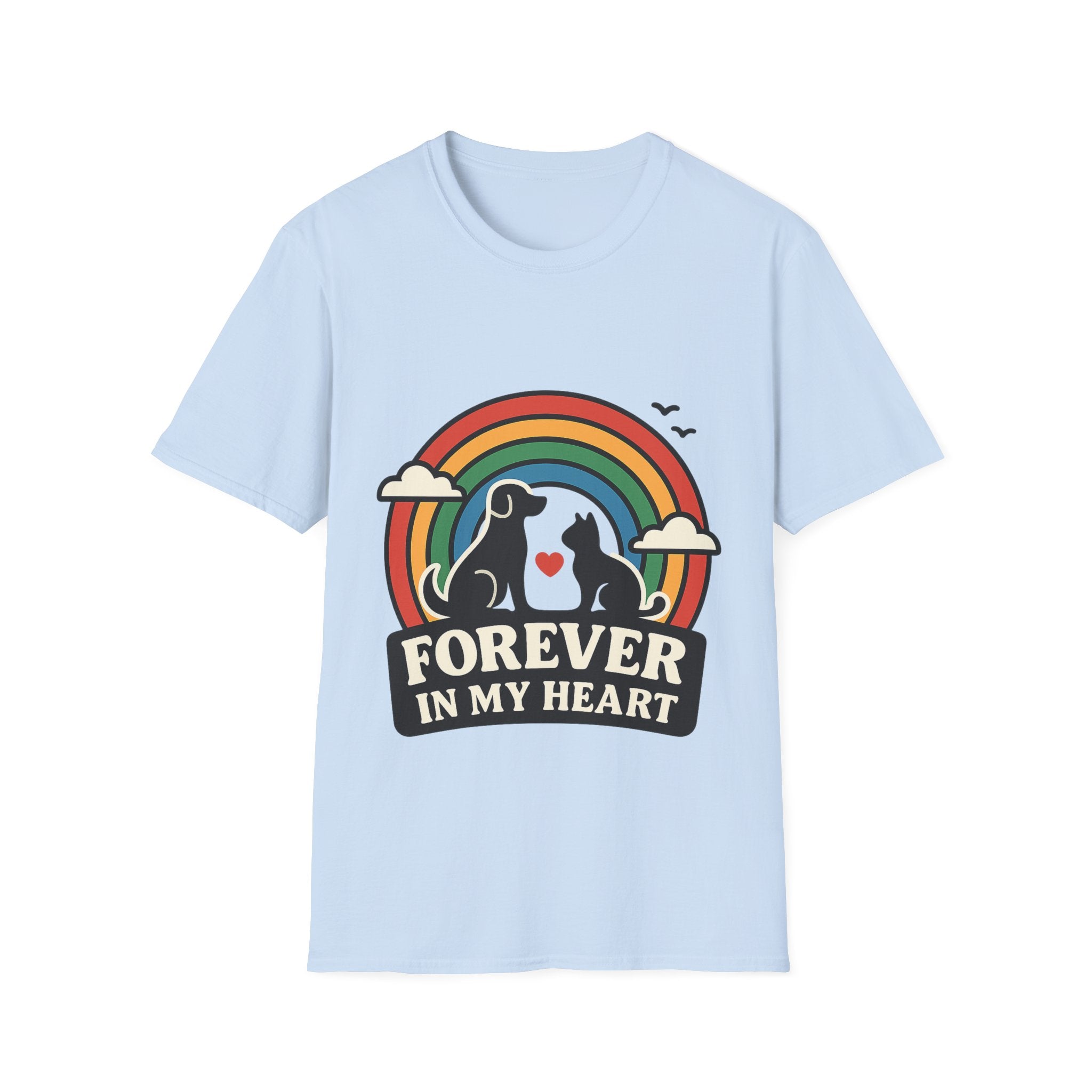 Rainbow Bridge Pet Memorial Shirt, Dog Cat Loss Gift, Forever in My Heart, Pet Remembrance Tee, Sympathy Gift for Pet Owner