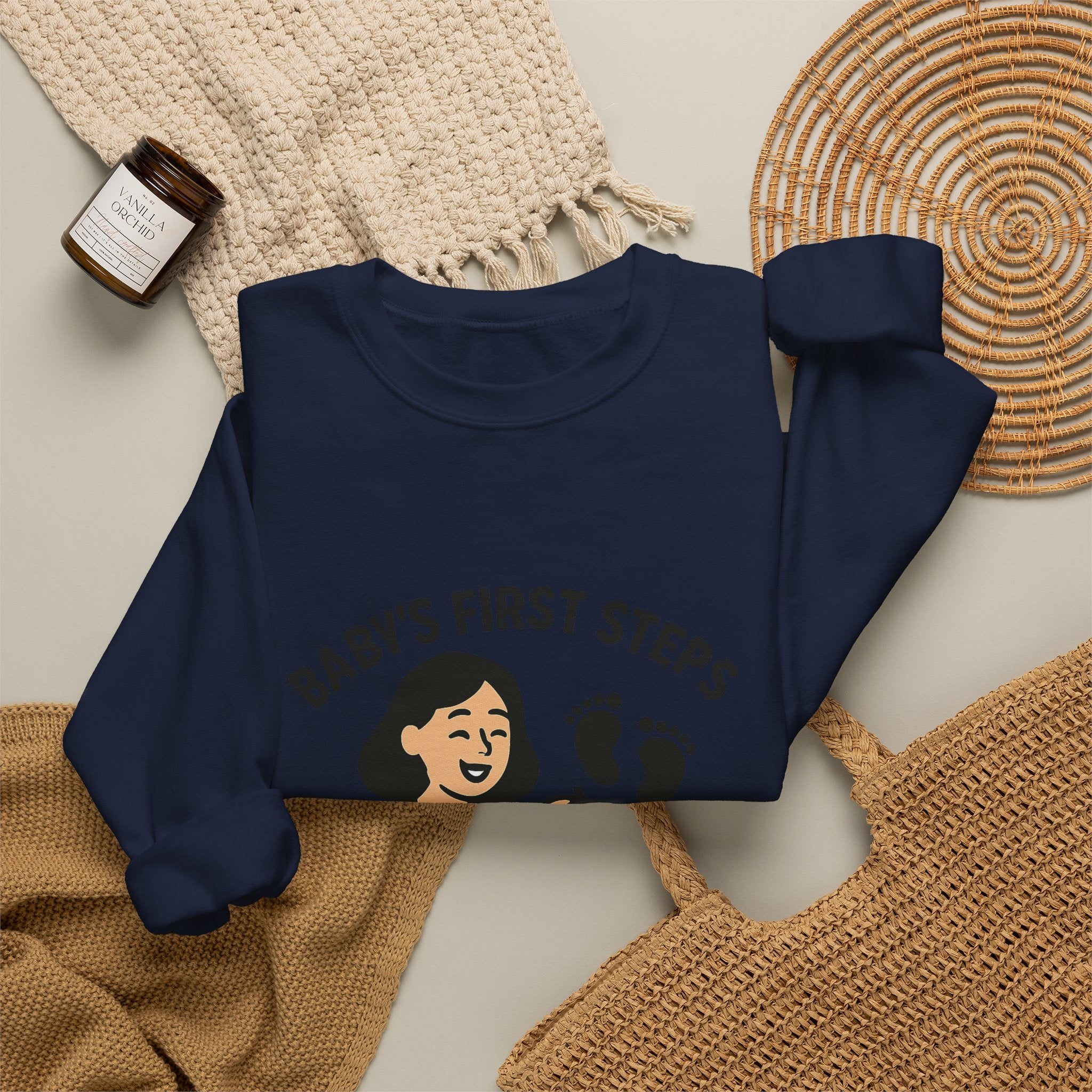 Baby's First Steps Sweatshirt, New Mom Gift, First Walking Milestone, Baby Footprint Shirt, Proud Mom Sweatshirt, Toddler Milestone