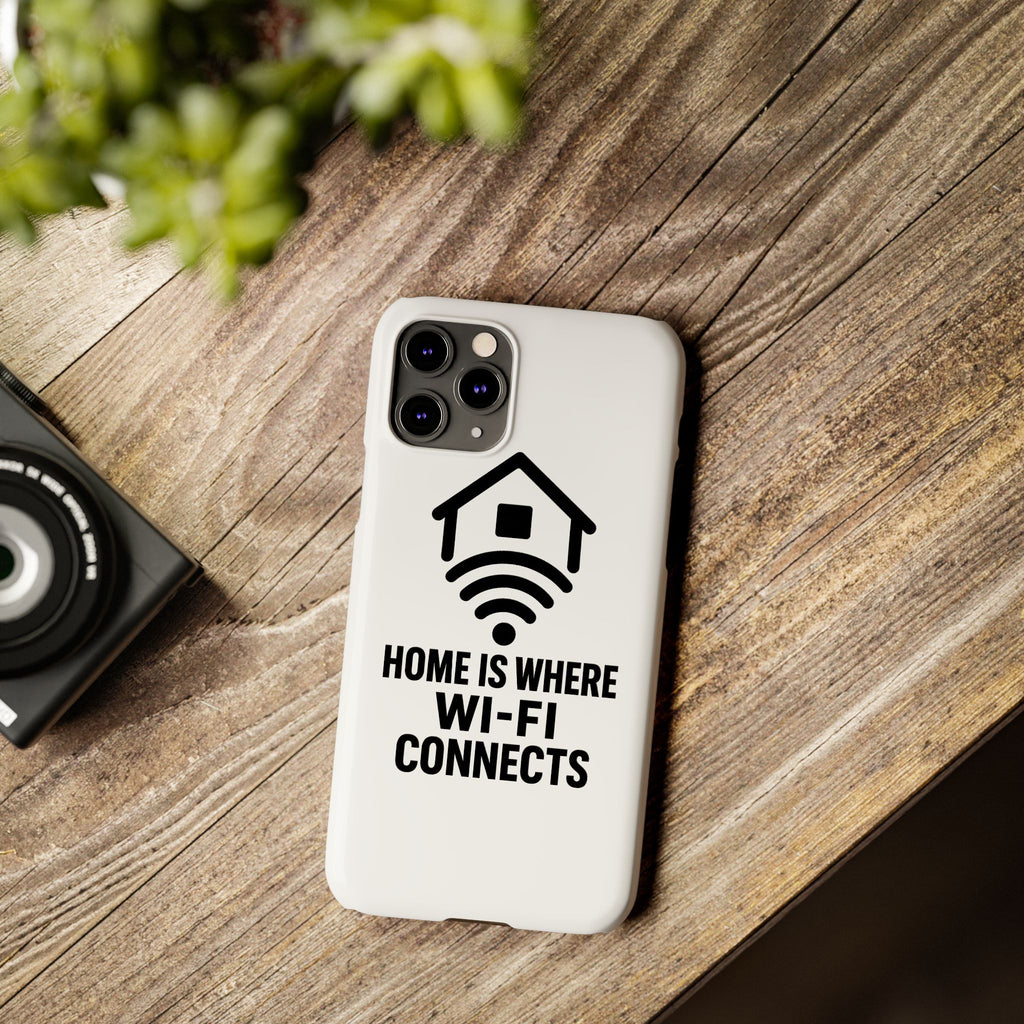 Home Is Where WiFi Connects Phone Case Funny Millennial Gift Tech Lover Housewarming Present Modern Minimalist Humor Gift