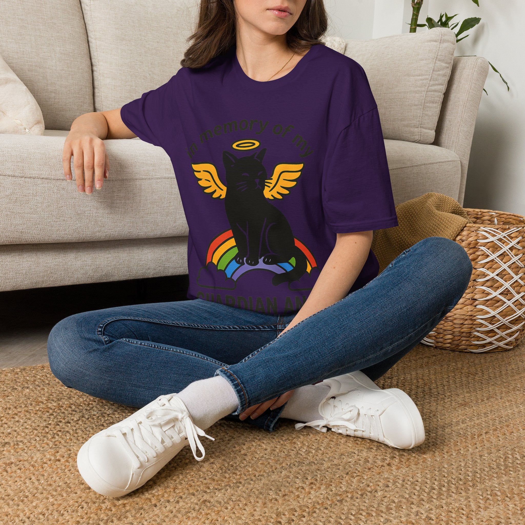 Rainbow Bridge Cat Memorial Shirt, Guardian Angel Cat Tshirt, Pet Loss Sympathy Gift, Cat Remembrance Shirt, Cat Lover Grief Gift