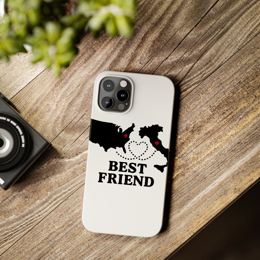 Long Distance Friendship Phone Case Personalized Coordinates Gift Best Friend Custom Location Map Heart Connection BFF