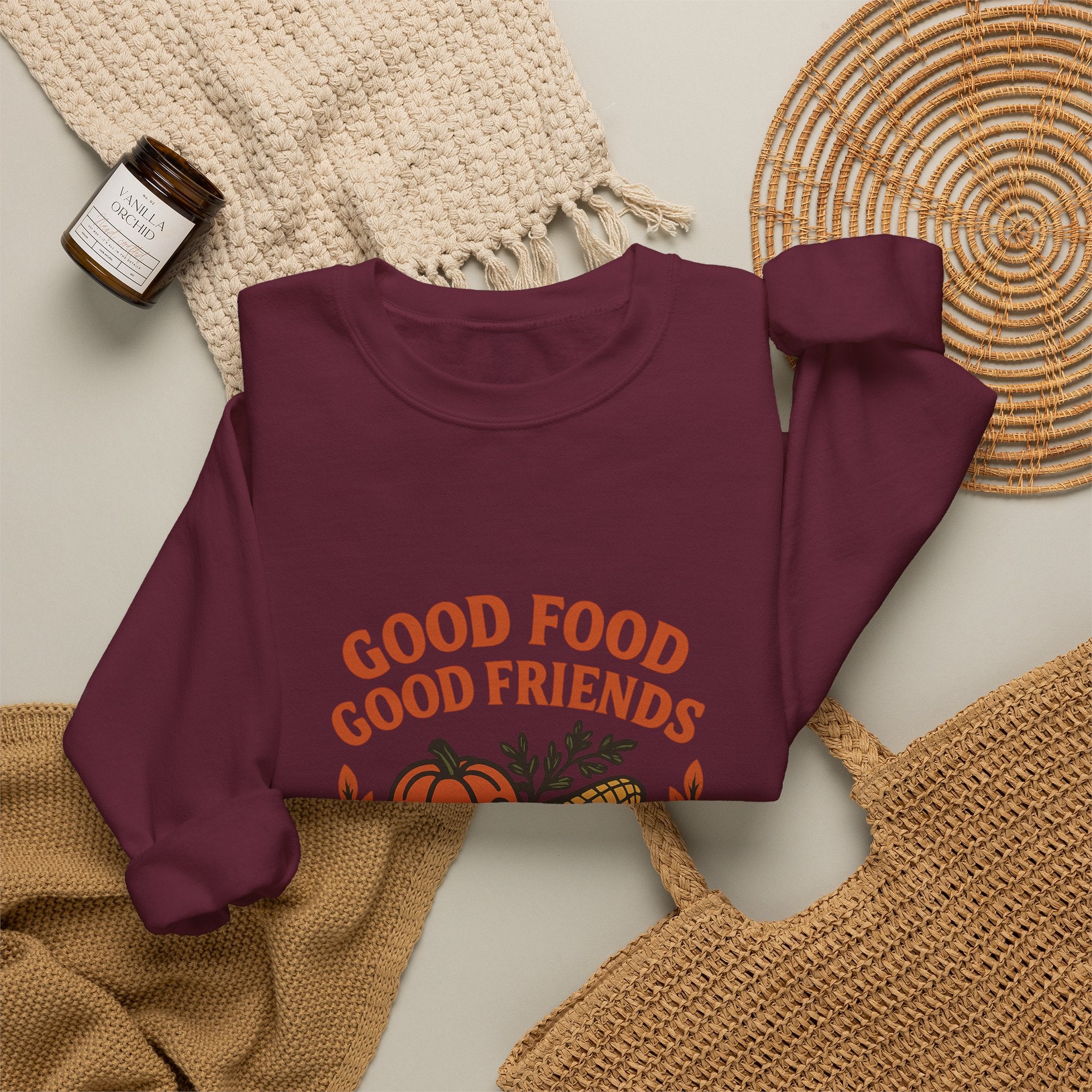 Good Food Good Friends Grateful Heart Sweatshirt, Thanksgiving Hostess Gift, Cooking Sweatshirt, Kitchen Lover Gift, Autumn Cozy Top