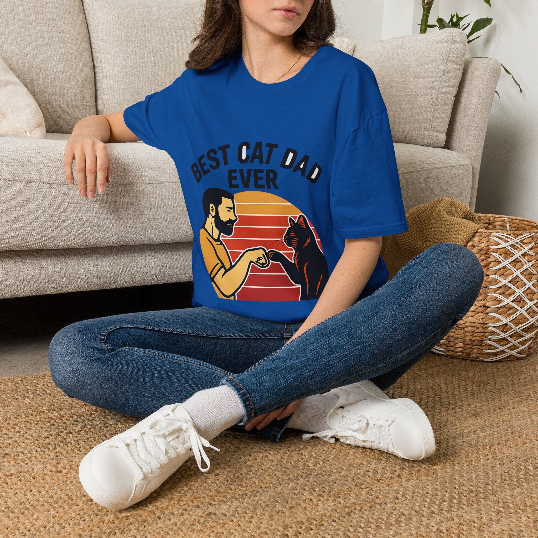 Best Cat Dad Ever Shirt Vintage Retro Cat Lover Gift for Men Father's Day Cat Owner Tshirt Funny Cat Dad Gift Retro Sunset Tee
