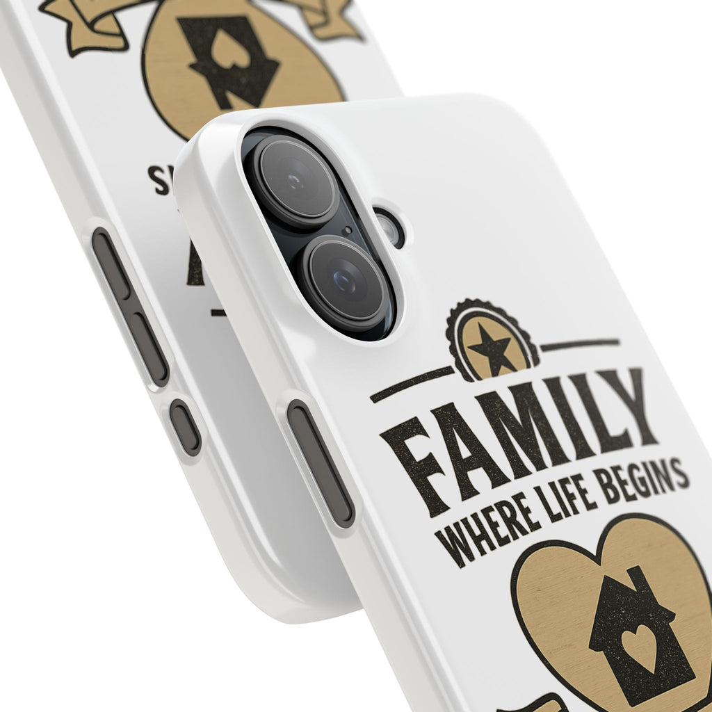 Family Where Life Begins Love Never Ends Phone Case, Rustic Farmhouse Gift for Mom Grandma, Mother's Day Gift, Heart Home Decor