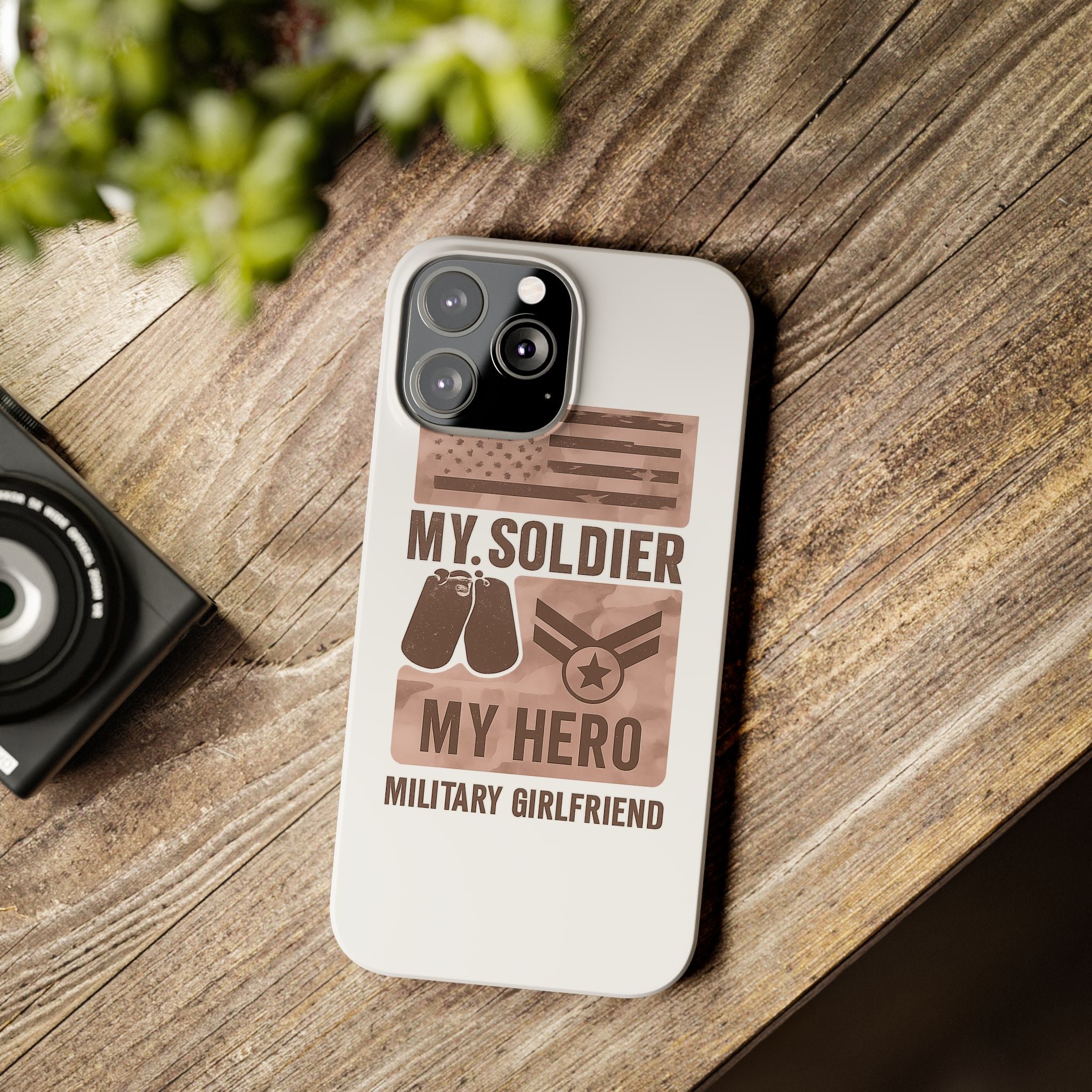 Military Girlfriend Phone Case Rose Gold Camouflage My Soldier My Hero Gift for Army Navy Air Force Girlfriend