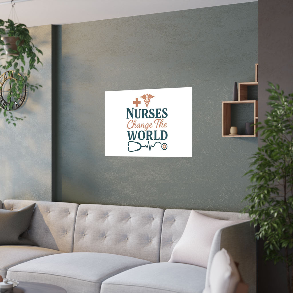Nurse Motivation Poster, Nurses Change The World Wall Art, Nursing Graduation Gift, Nurse Office Decor, Medical Typography Print