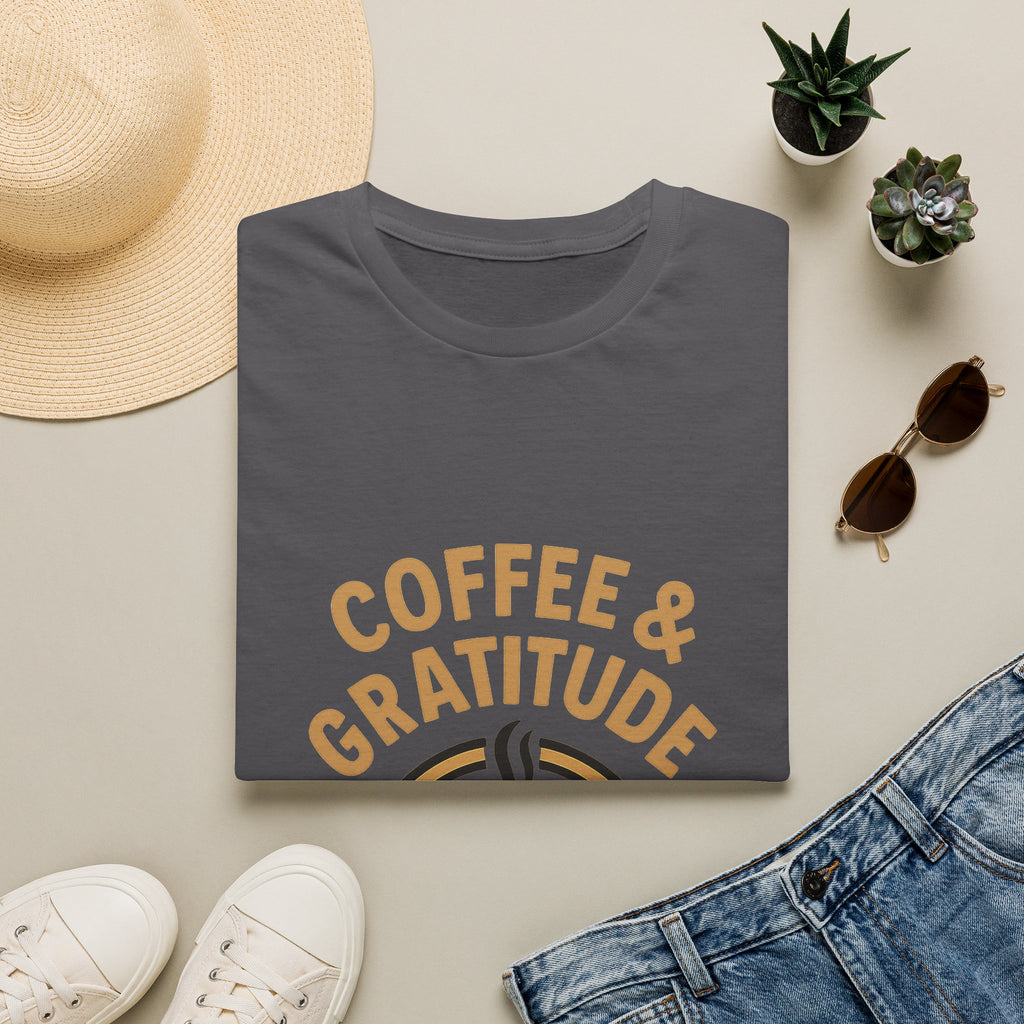 Coffee & Gratitude Shirt, Mindful Living Tee, Self Care Gift for Women, Positive Vibes T-Shirt, Grateful Heart Appreciation Top