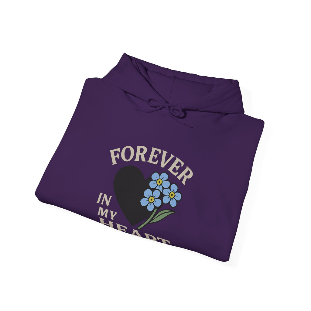 Forget Me Not Memorial Hoodie Forever in My Heart Sympathy Gift Loss of Parent Spouse Remembrance Comfort Bereavement Grief Support