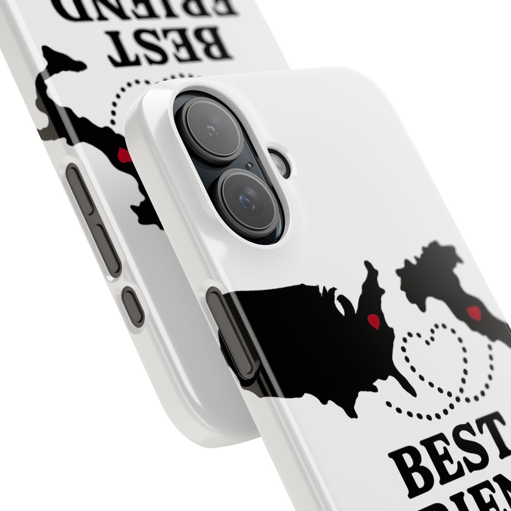 Long Distance Friendship Phone Case Personalized Coordinates Gift Best Friend Custom Location Map Heart Connection BFF