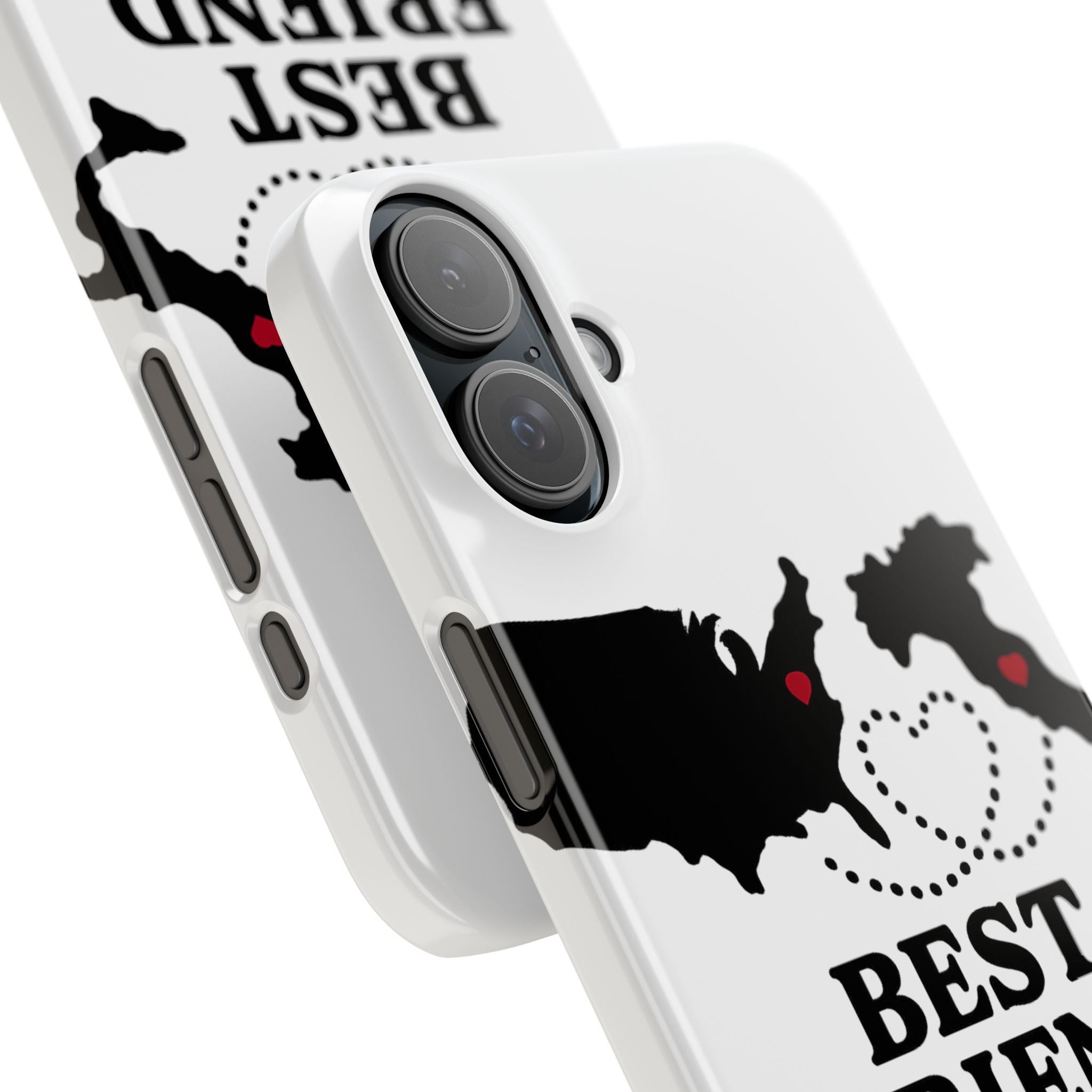 Long Distance Friendship Phone Case Personalized Coordinates Gift Best Friend Custom Location Map Heart Connection BFF