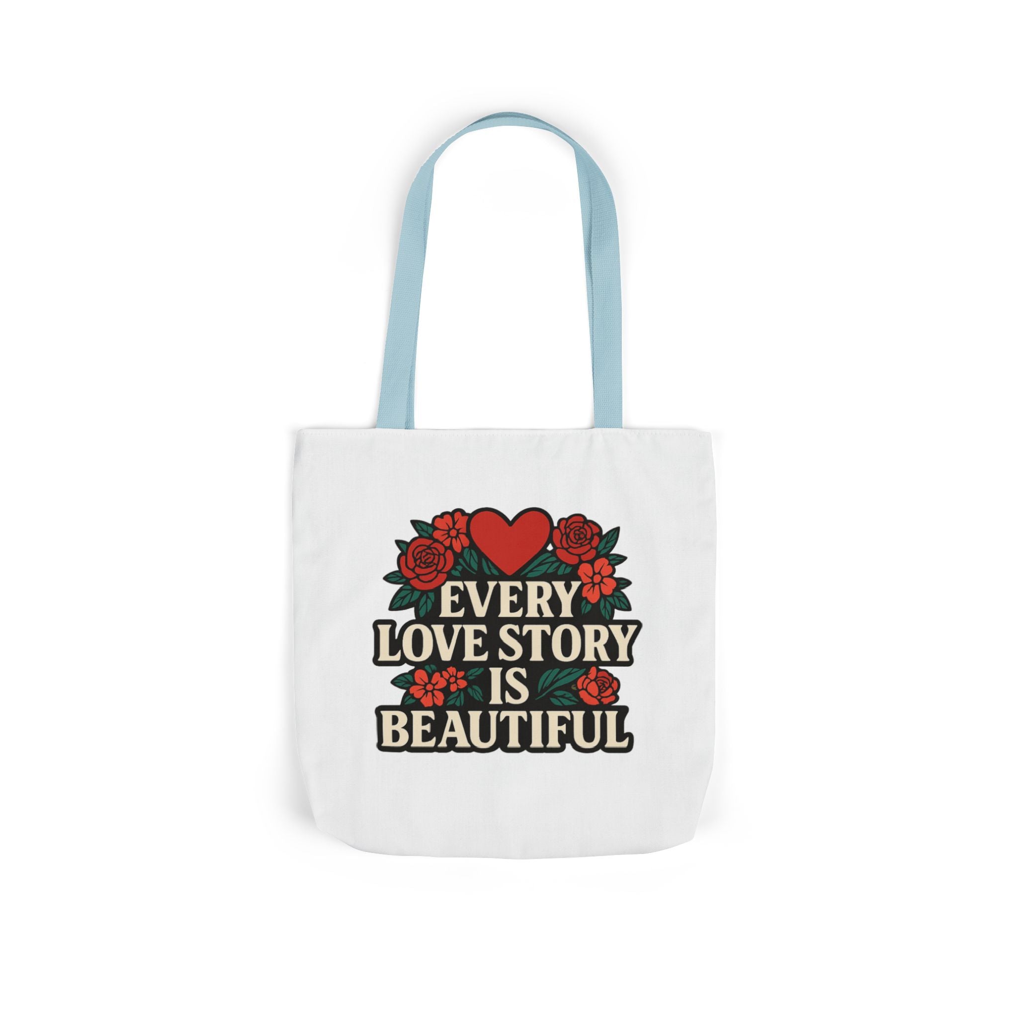 Every Love Story Is Beautiful Tote Bag, Floral Anniversary Gift for Wife, Romantic Wedding Quote Bag, Engagement Gift Women