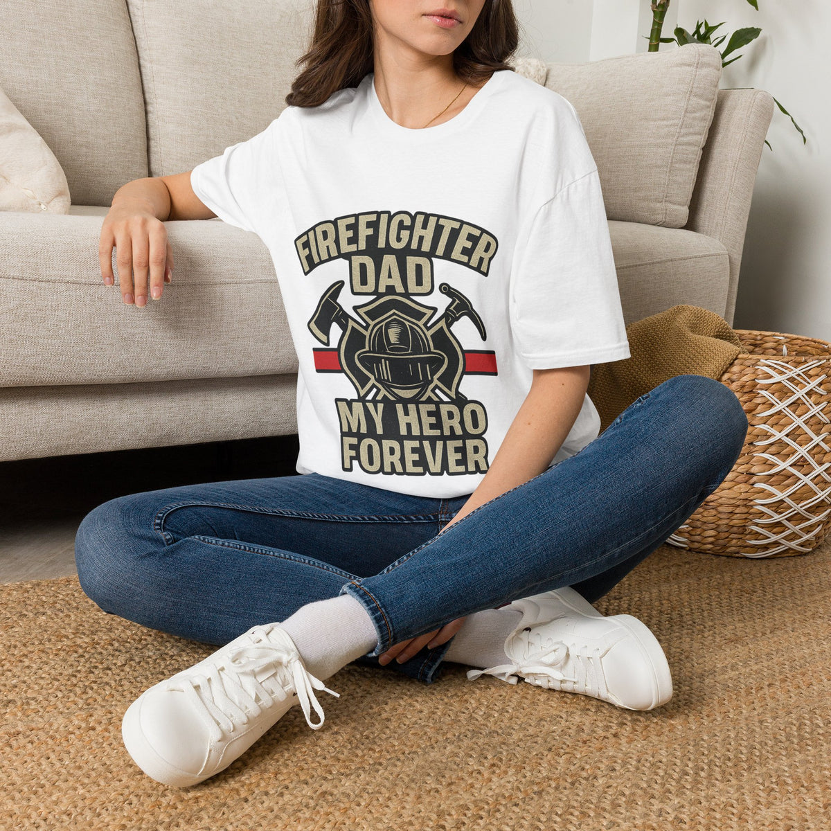 Firefighter Dad My Hero Forever Shirt Father's Day Gift Vintage Fireman Maltese Cross Thin Red Line Tee Dad Appreciation Gift