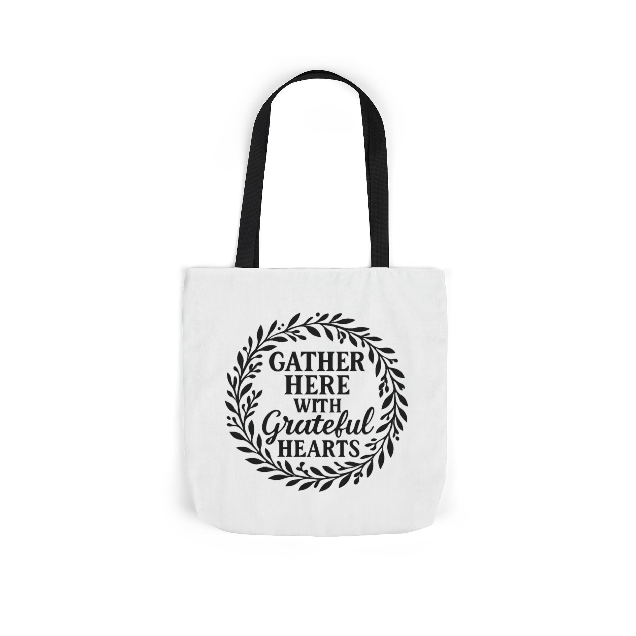 Gather Here With Grateful Hearts Tote Bag Farmhouse Kitchen Gift Rustic Botanical Wreath Housewarming Gift for Women Hostess