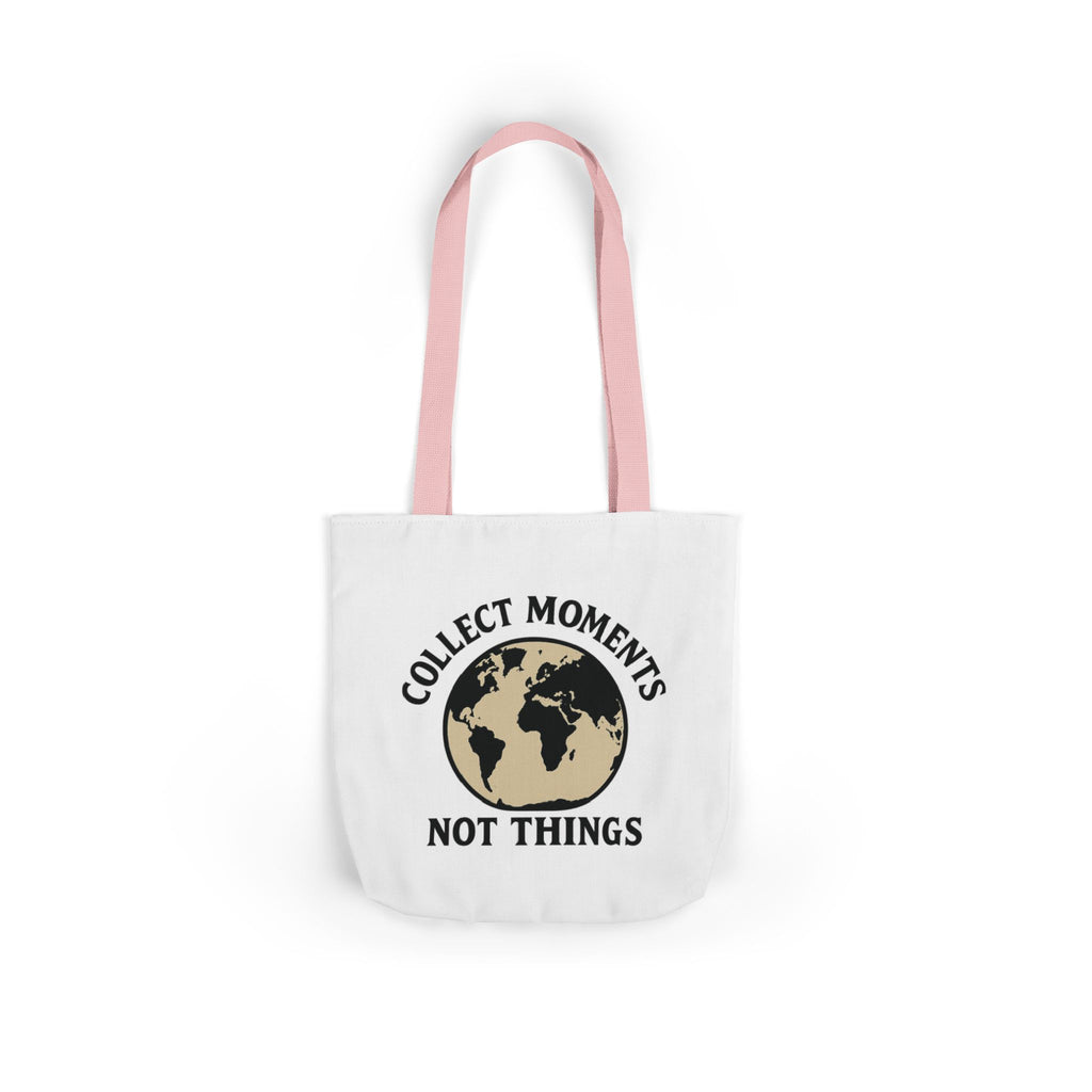 Travel Tote Bag Wanderlust Gift, Collect Moments Not Things Canvas Tote, World Map Tote Bag for Women, Traveler Gift Adventure Lover