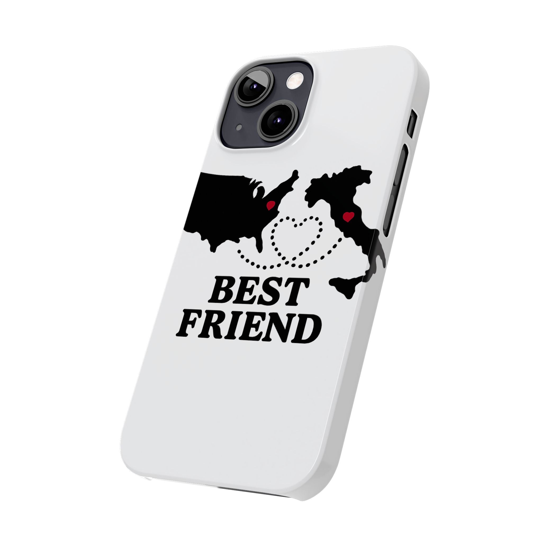 Long Distance Friendship Phone Case Personalized Coordinates Gift Best Friend Custom Location Map Heart Connection BFF