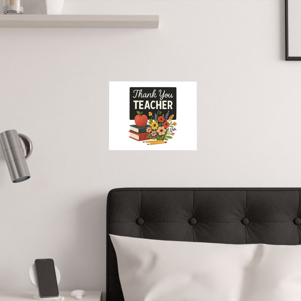 Thank You Teacher Gift Wildflower Watercolor Poster Classroom Wall Art Appreciation Print End of Year School Decor