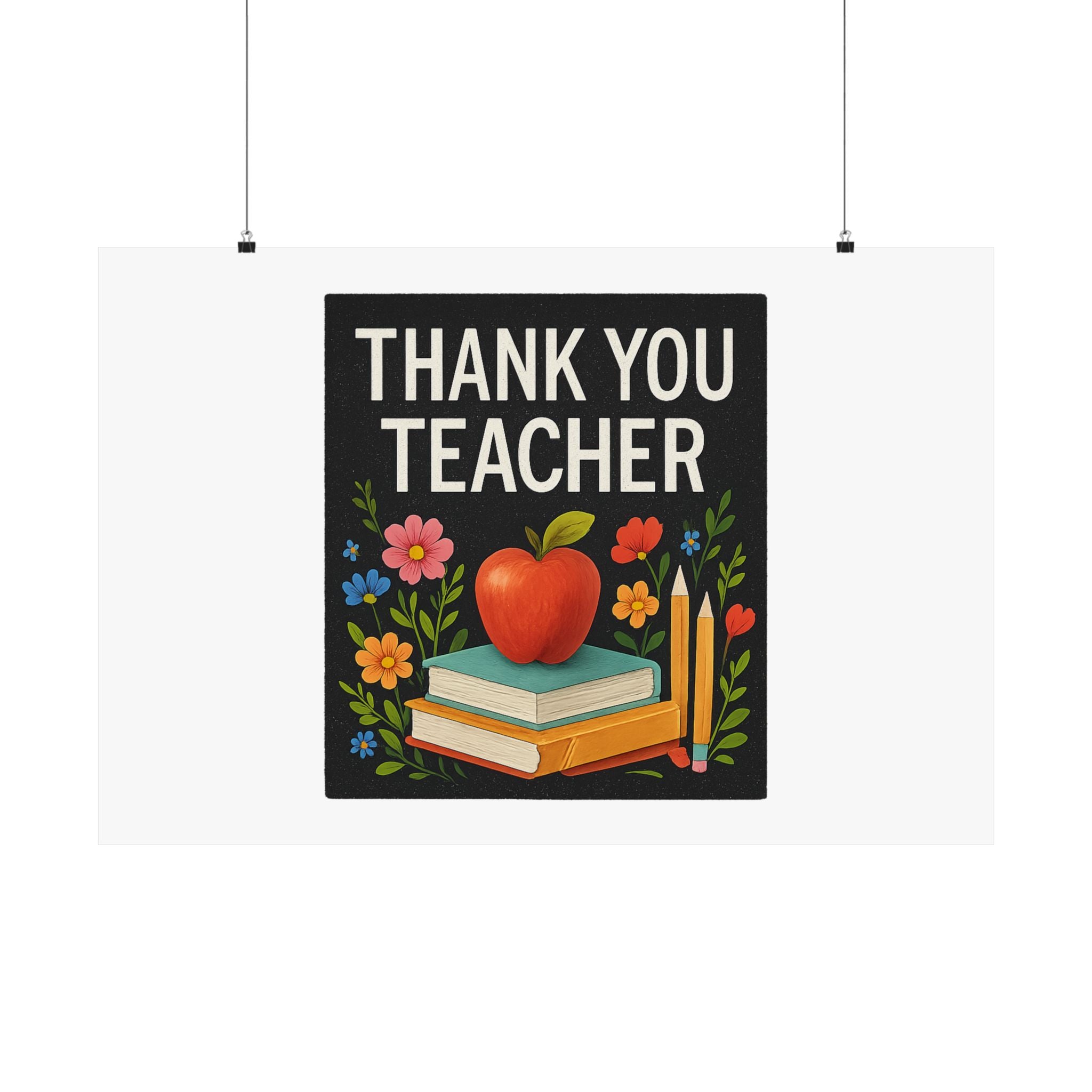 Thank You Teacher Gift Poster, Wildflower Watercolor Classroom Decor, Teacher Appreciation Wall Art, End of Year Gift