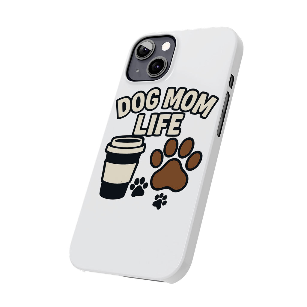 Dog Mom Life Phone Case, Coffee & Paws Illustrated Design, Gift for Dog Lover, Pet Parent Phone Case, Dog Owner Gift