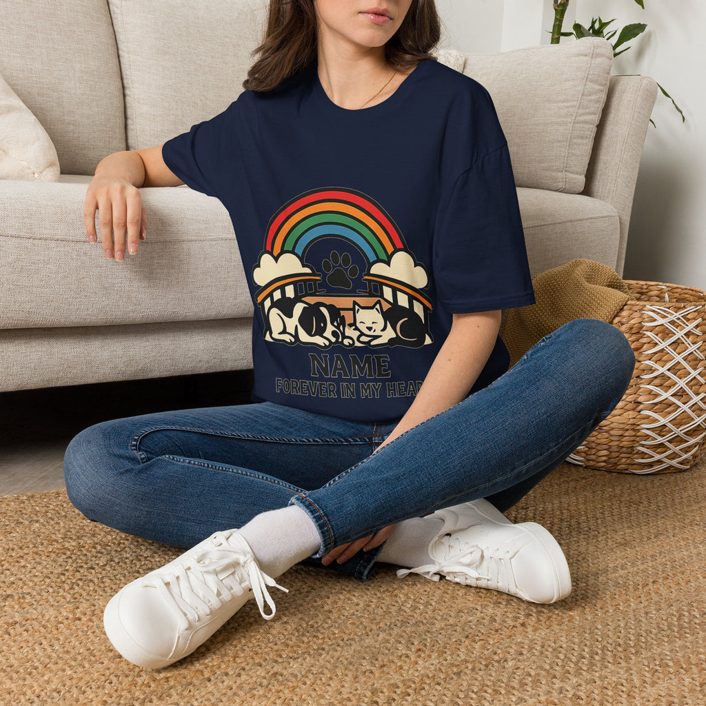Rainbow Bridge Pet Memorial Shirt, Personalized Dog Cat Loss Gift, Custom Pet Remembrance Tee, Pet Memorial Sympathy Gift