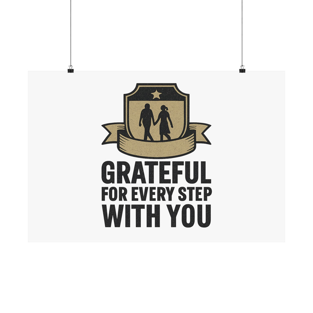Grateful For Every Step With You Poster Anniversary Gift Relationship Milestone Couple Wall Art Vintage Gratitude Print