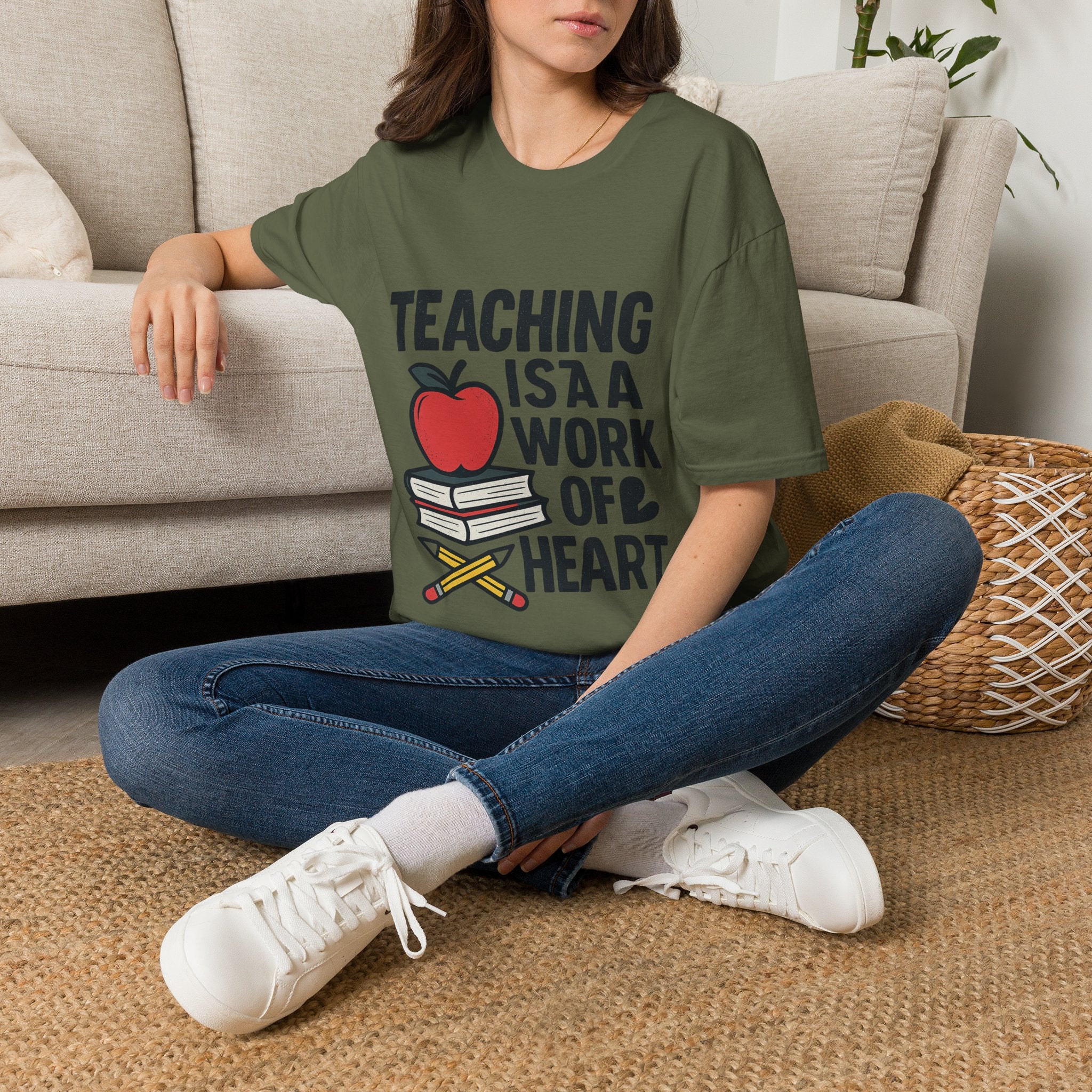 Teacher Appreciation Shirt, Teaching is a Work of Heart Tshirt, Teacher Gift, Educator Shirt, Teacher Week Gift, Apple Pencil Tee