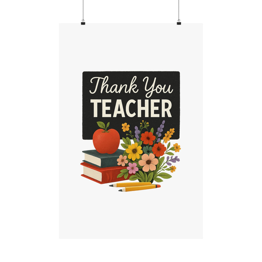 Thank You Teacher Gift Wildflower Watercolor Poster Classroom Wall Art Appreciation Print End of Year School Decor