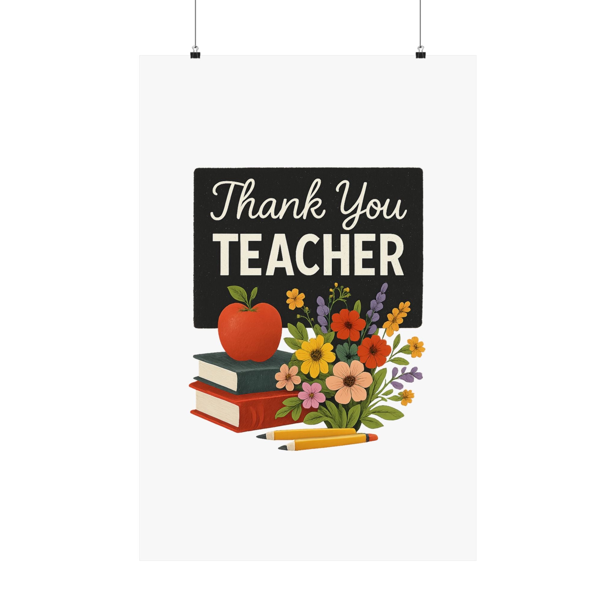 Thank You Teacher Gift Wildflower Watercolor Poster Classroom Wall Art Appreciation Print End of Year School Decor