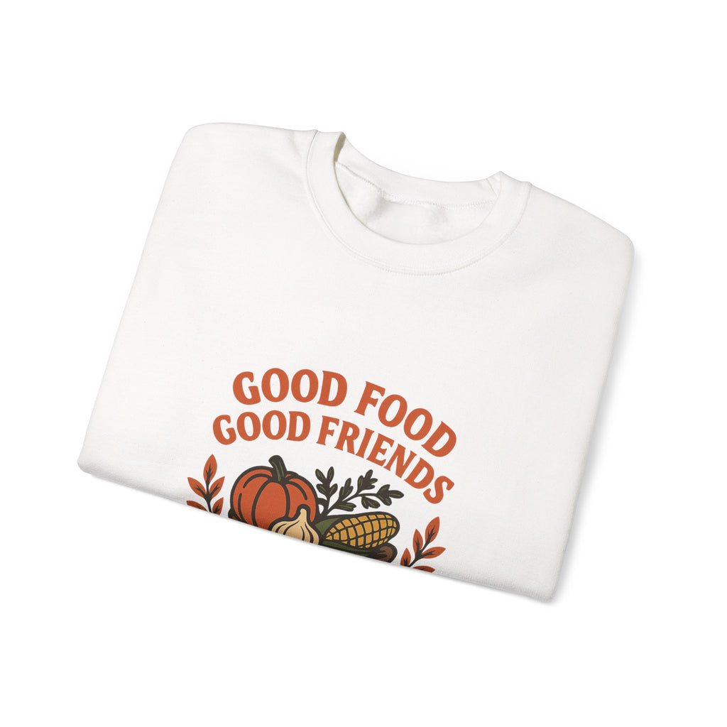Good Food Good Friends Grateful Heart Sweatshirt, Thanksgiving Hostess Gift, Cooking Sweatshirt, Kitchen Lover Gift, Autumn Cozy Top