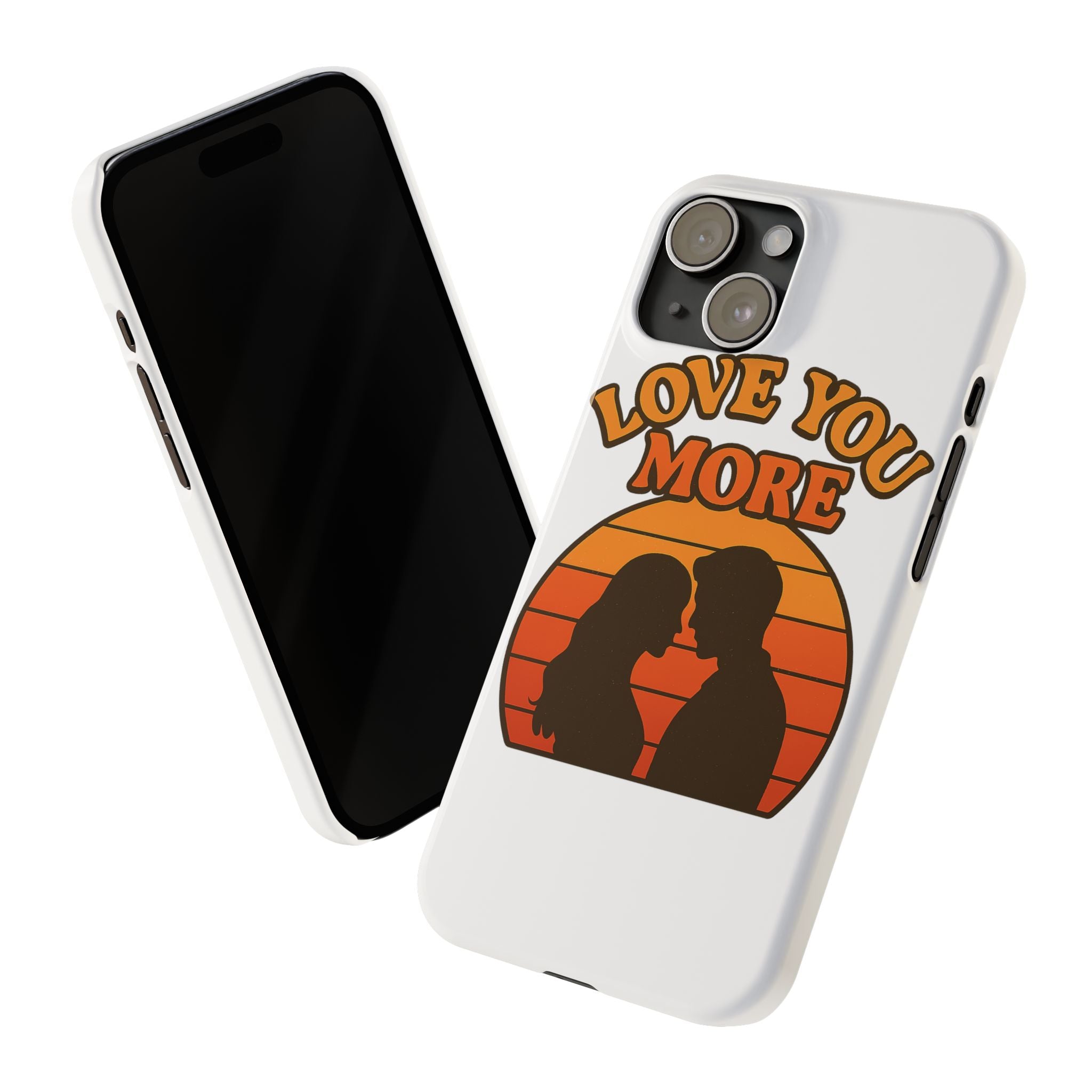 Love You More Phone Case Retro Sunset 70s Vintage Romantic Groovy Aesthetic Cute Couple Gift for Girlfriend Wife Anniversary