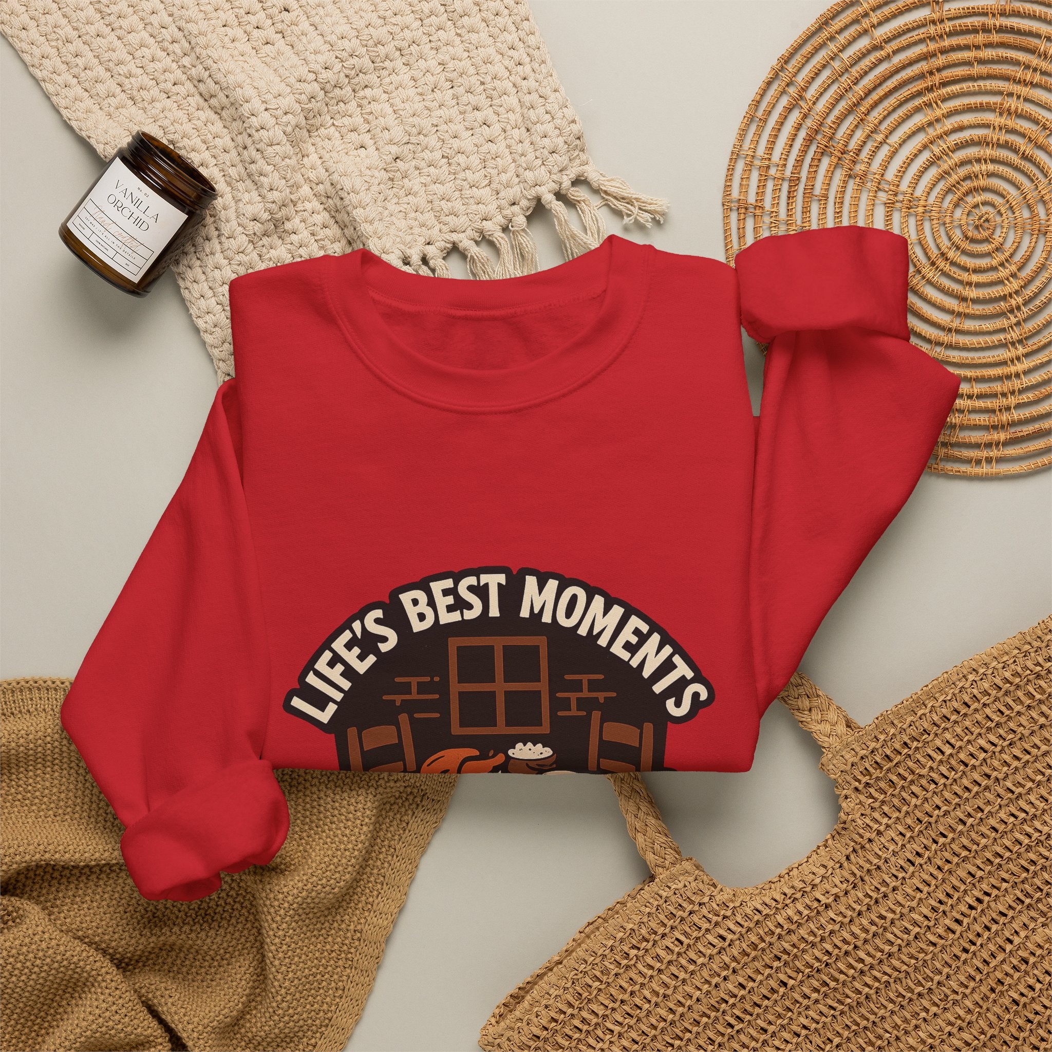 Life's Best Moments At The Table Sweatshirt, Family Dinner Crewneck, Cozy Kitchen Gift for Mom, Farmhouse Comfort Food Lover