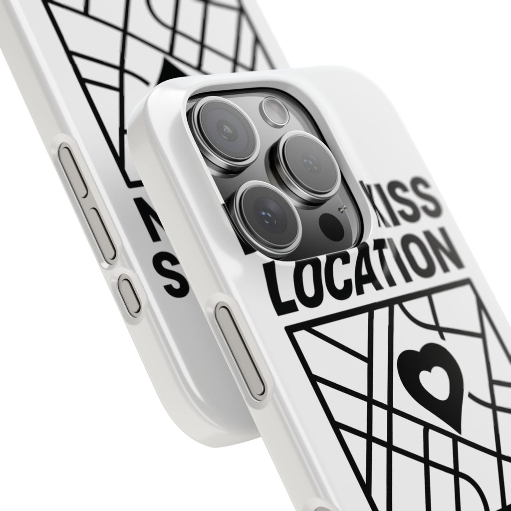 First Kiss Location Phone Case Custom Map Where We Met Anniversary Gift Personalized Couples Phone Case Heart Marker