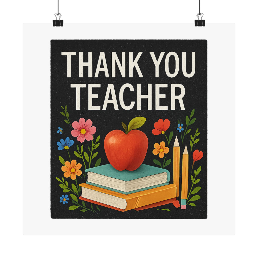 Thank You Teacher Gift Poster, Wildflower Watercolor Classroom Decor, Teacher Appreciation Wall Art, End of Year Gift
