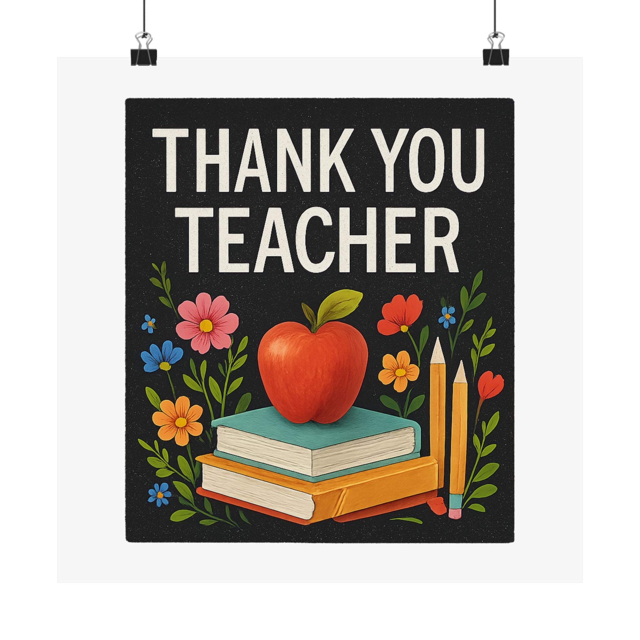 Thank You Teacher Gift Poster, Wildflower Watercolor Classroom Decor, Teacher Appreciation Wall Art, End of Year Gift