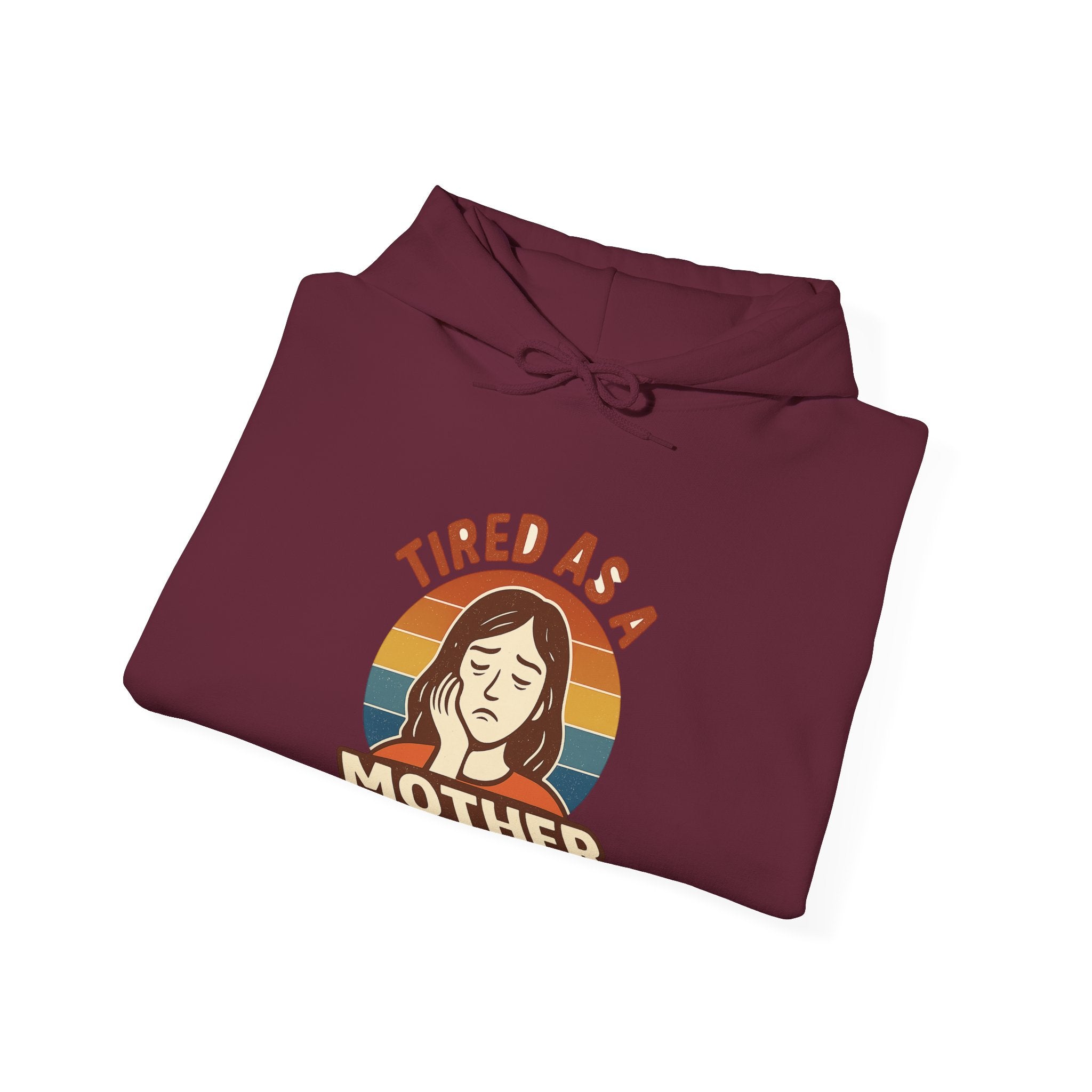Tired As A Mother Hoodie Vintage Rainbow Retro Mom Life Sweatshirt Funny Exhausted Parent Gift Mothers Day Gift
