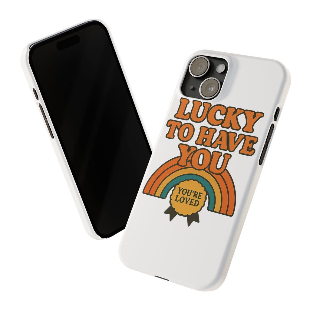 Lucky To Have You Phone Case Friendship Gift Best Friend Galentines Day Retro 70s Rainbow Vintage Appreciation Bestie Squad