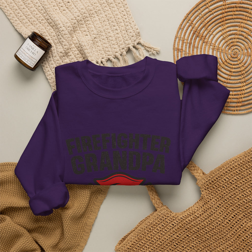 Firefighter Grandpa Sweatshirt My Hero Forever Gift Vintage Fire Station Badge Grandparents Day Fireman Grandfather Shirt