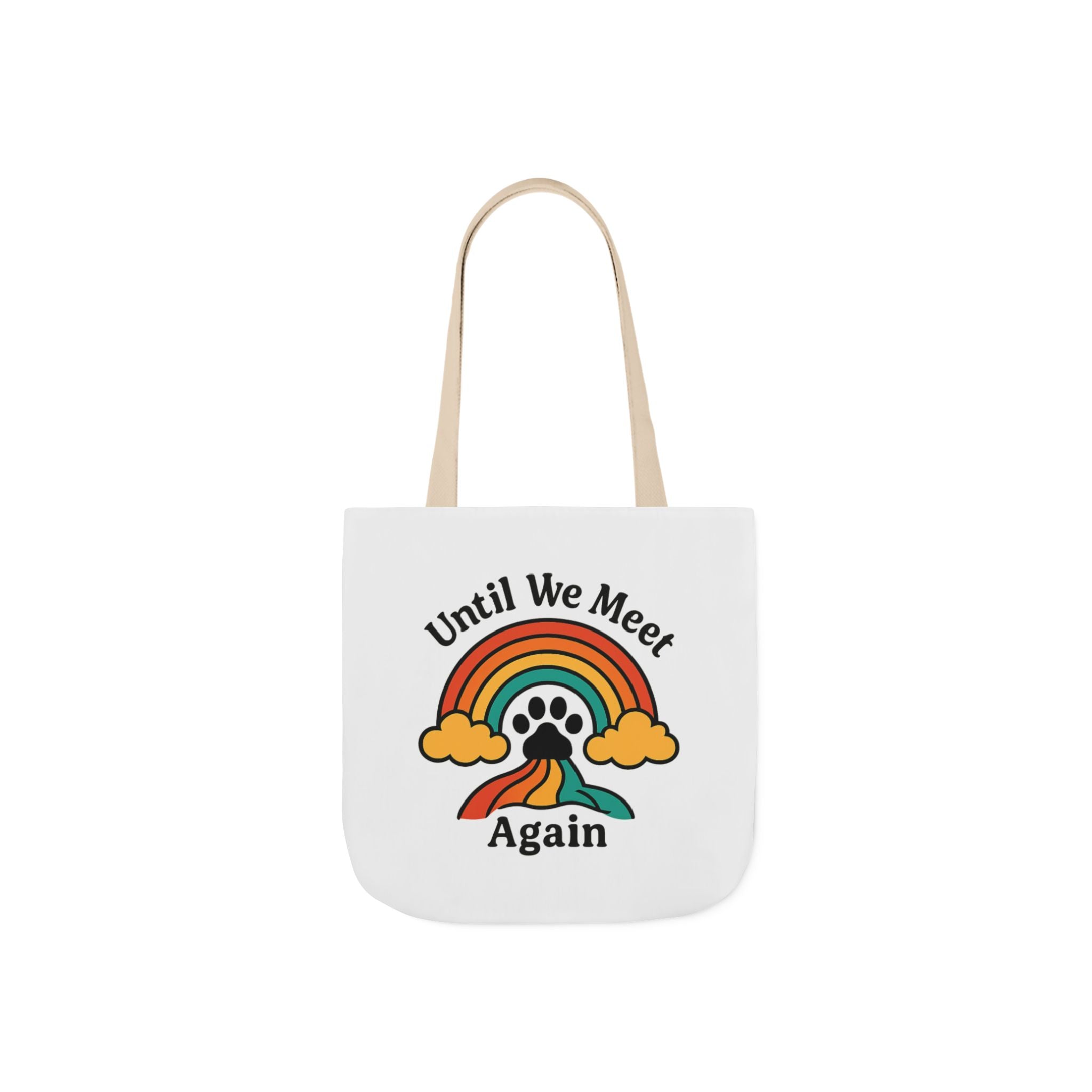 Rainbow Bridge Pet Memorial Tote Bag, Pet Loss Gift, Dog Cat Paw Print Remembrance Bag, Until We Meet Again Sympathy Gift