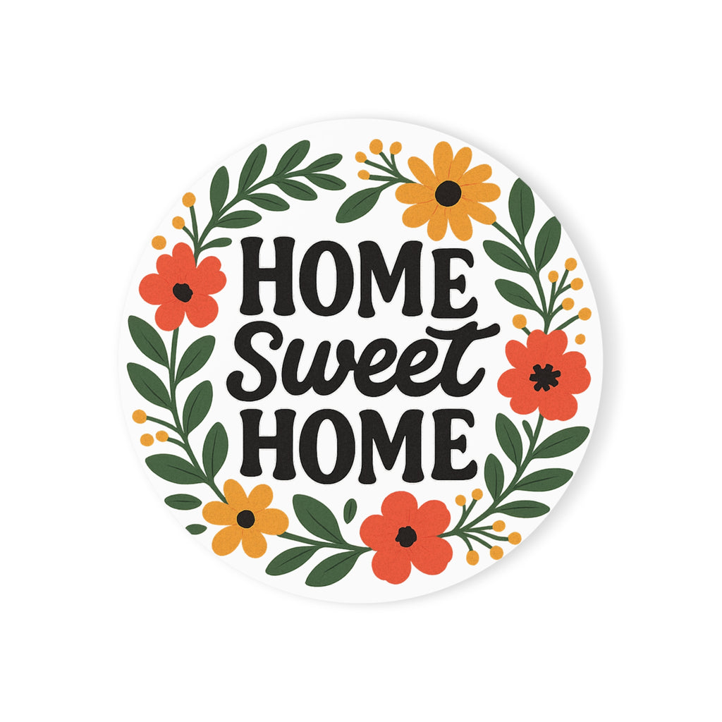 Housewarming Gift Cork Coaster Set Home Sweet Home Floral Wreath New Home Gift for Friend First House Coasters Realtor Closing Gift