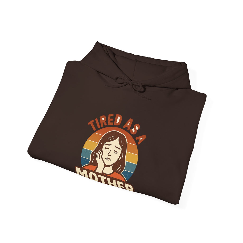Tired As A Mother Hoodie Vintage Rainbow Retro Mom Life Sweatshirt Funny Exhausted Parent Gift Mothers Day Gift