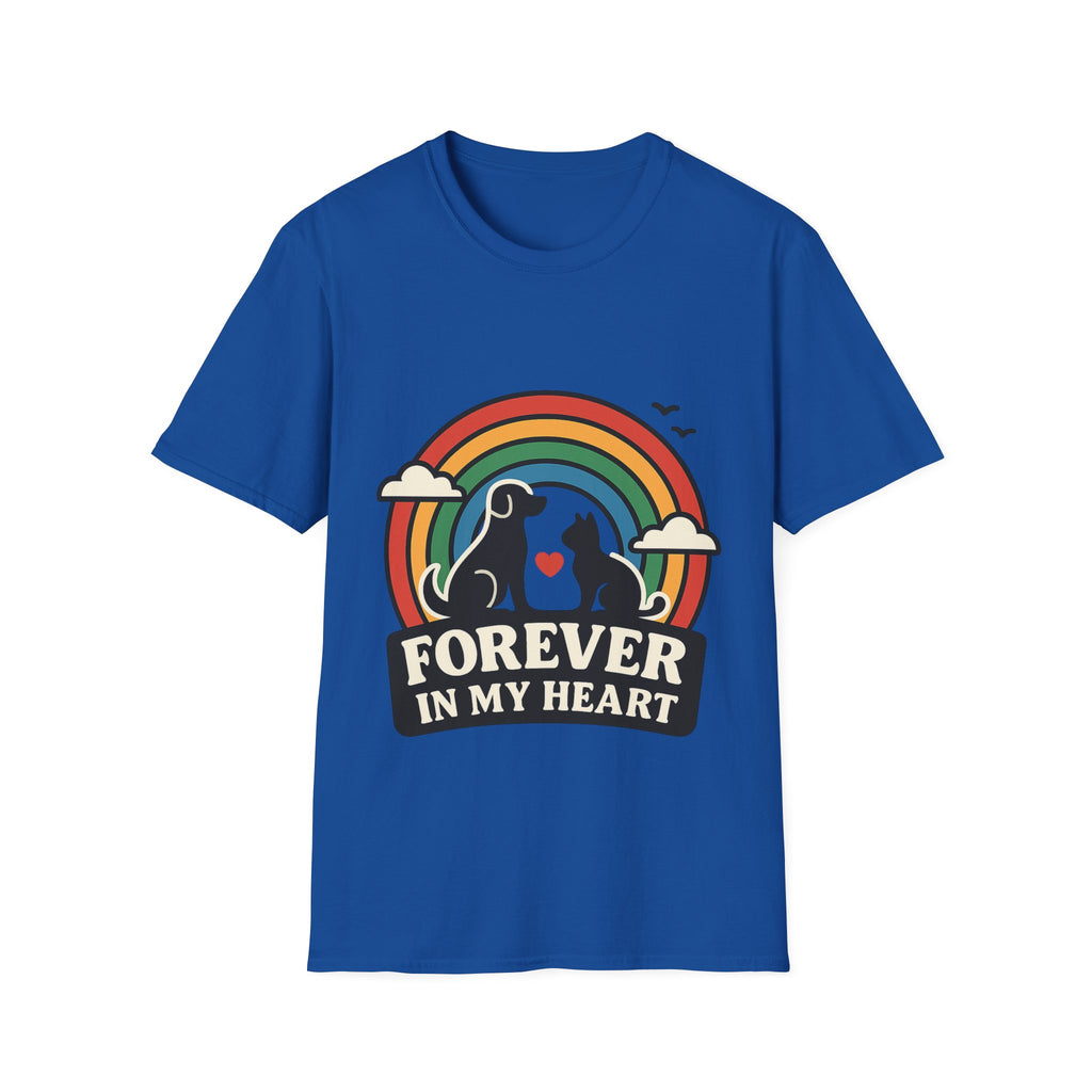 Rainbow Bridge Pet Memorial Shirt, Dog Cat Loss Gift, Forever in My Heart, Pet Remembrance Tee, Sympathy Gift for Pet Owner