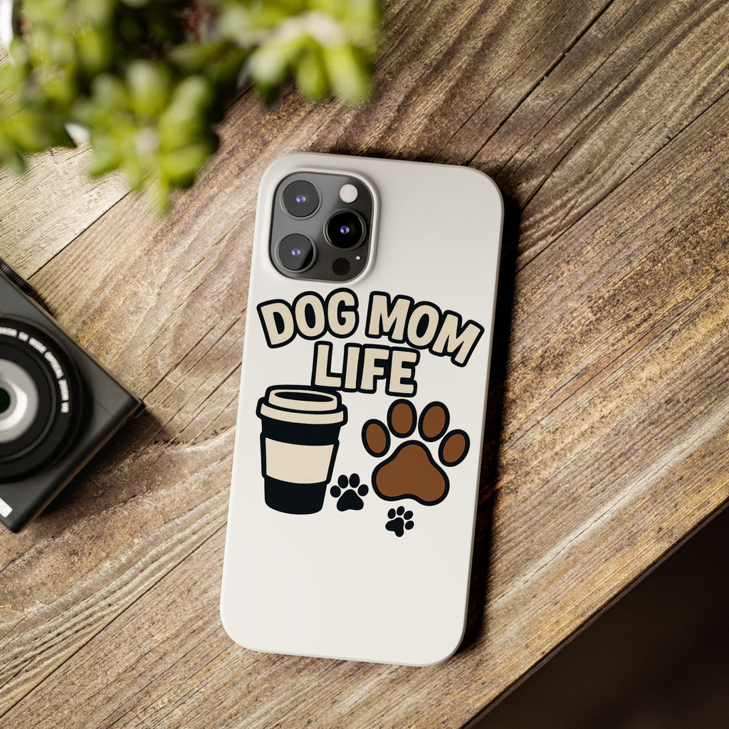 Dog Mom Life Phone Case, Coffee & Paws Illustrated Design, Gift for Dog Lover, Pet Parent Phone Case, Dog Owner Gift