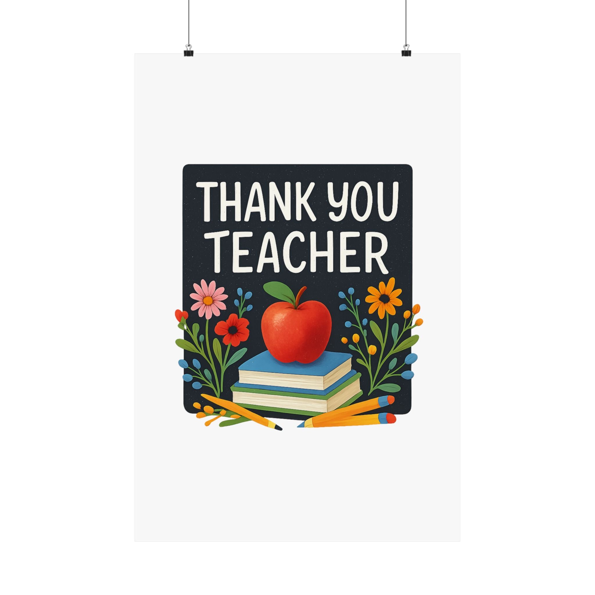 Thank You Teacher Gift Watercolor Wildflower Poster, Classroom Decor, End of School Year Gift, Teacher Appreciation Print