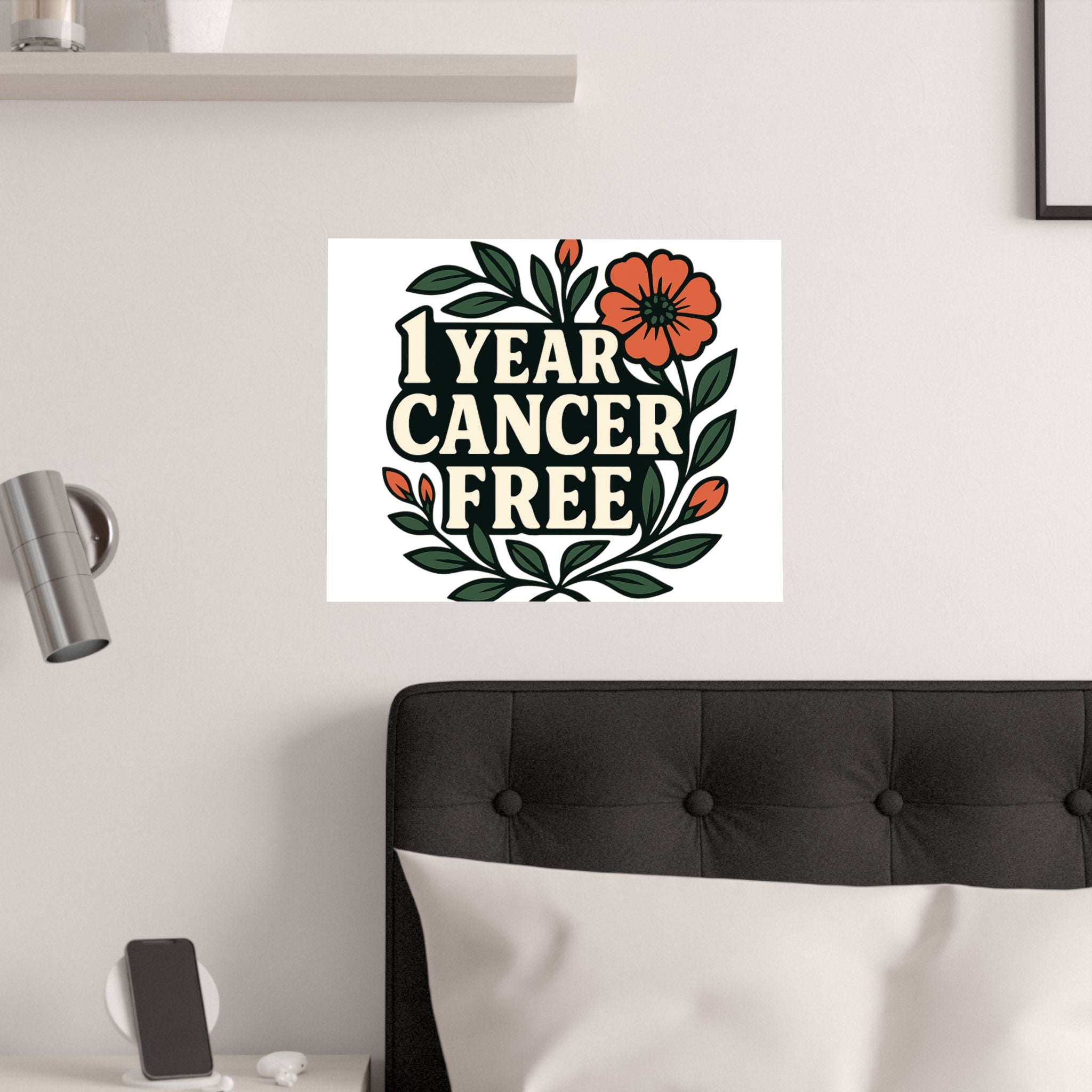 1 Year Cancer Free Poster, Botanical Growth Anniversary Gift, Cancer Survivor Milestone Wall Art, Hope & Healing Decor