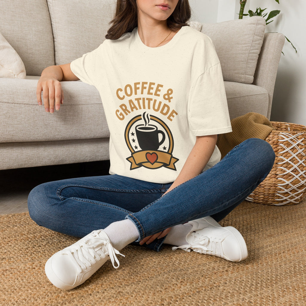 Coffee & Gratitude Shirt, Mindful Living Tee, Self Care Gift for Women, Positive Vibes T-Shirt, Grateful Heart Appreciation Top