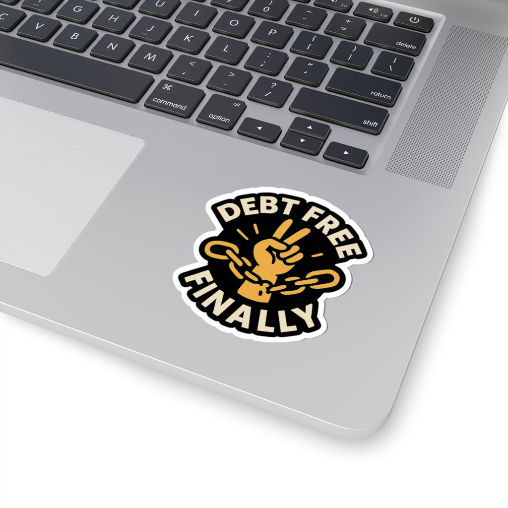 Debt Free Finally Sticker, Financial Freedom Victory Celebration, Broken Chains Money Milestone Achievement Gift Laptop Decal