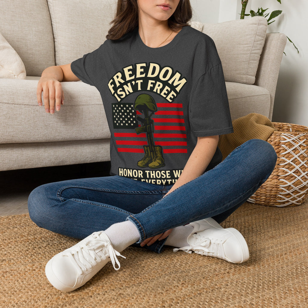 Freedom Isn't Free Shirt Veterans Day Memorial Tribute Tshirt Military Sacrifice Patriotic Remembrance Gift Battlefield Cross Tee