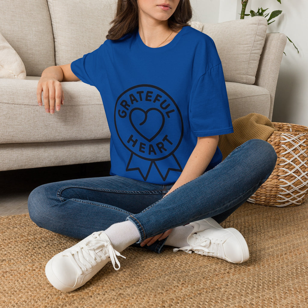 Grateful Heart T-Shirt, Minimalist Line Art Gratitude Shirt, Wellness Tee, Mindfulness Gift, Positive Affirmation Clothing