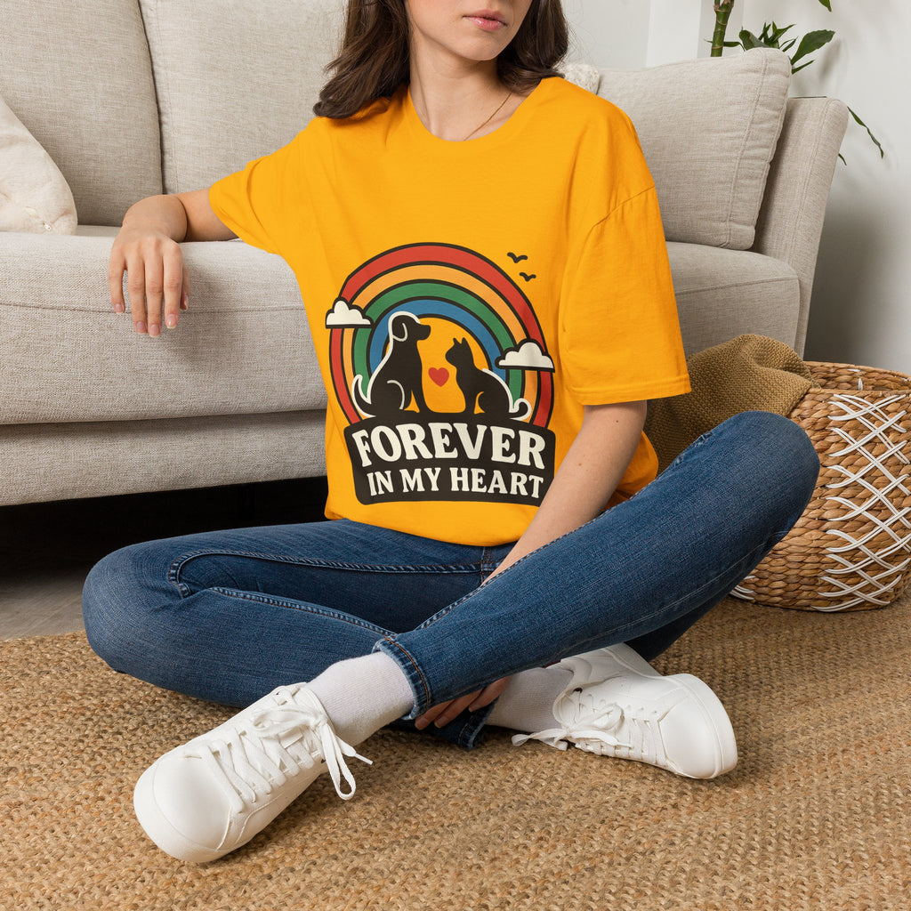 Rainbow Bridge Pet Memorial Shirt, Dog Cat Loss Gift, Forever in My Heart, Pet Remembrance Tee, Sympathy Gift for Pet Owner